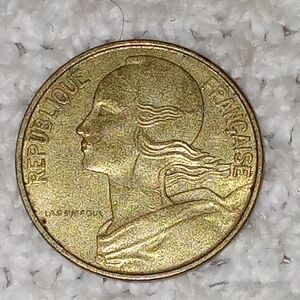 Antique Vintage 1970 France 10 Centimes Coin with Marianne Design